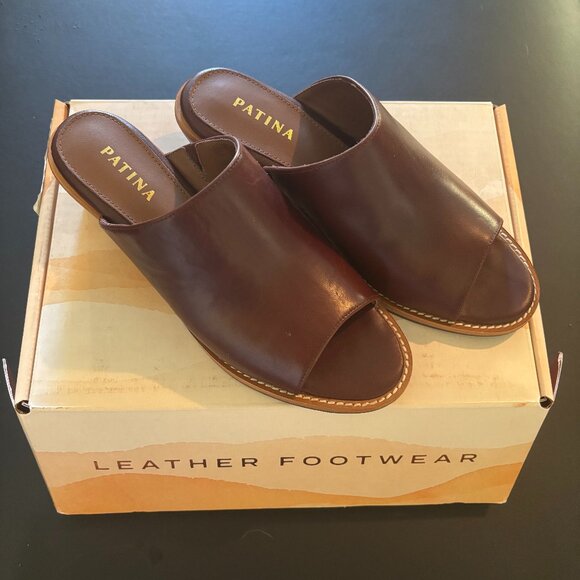 Portland Leather Patina open toe Mules, Size 7.5 - Picture 1 of 3